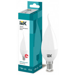 Лампа светодиодная LED 7вт Е14 белый матовая свеча на ветру ECO