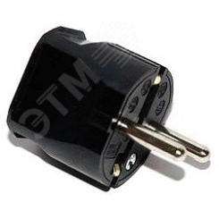 Вилка кабельная бытовая с прямым вводом, термопласт 16A 2P+E 250V IP20, чёрный