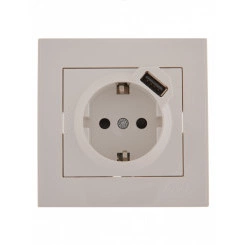 Розетка RAIN с/з с USB скрытой установки белая Розетка RAIN с/з с USB скрытой установки белая