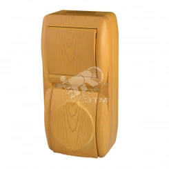 Ната Выключатель +розетка с/з с/кр ольха верт Ната Выключатель +розетка с/з с/кр ольха верт