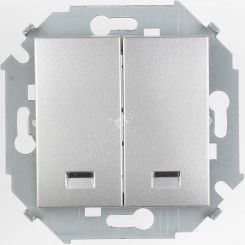 Выключатель двухклавишный с подсветкой, 16А, 250В, винтовой зажим, алюминий Выключатель двухклавишный с подсветкой, 16А, 250В, винтовой зажим, алюминий