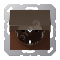 JUNG розетка с откидной крышкой и индикацией      напряжения мокка