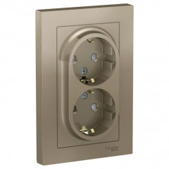 Розетка 2-м СП AtlasDesign 16А IP20 с заземл. защ. шторки в сборе шампань SchE ATN000526