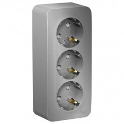 Розетка 3-м ОП Blanca 16А IP20 250В с заземл. защ. шторки с изолир. пластиной алюм. SchE BLNRA011313