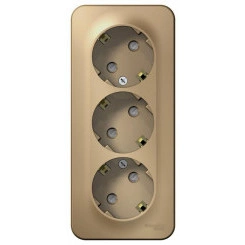 Розетка 3-м ОП Blanca 16А IP20 250В с заземл. защ. шторки с изолир. пластиной титан SchE BLNRA011314