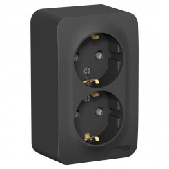 Розетка 2-м ОП Blanca 16А IP20 250В с заземл. без защ. шторок антрацит SchE BLNRA010206
