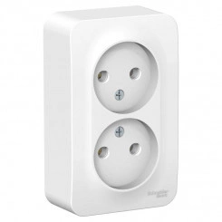 Розетка 2-м ОП Blanca 16А IP20 250В без заземл. без защ. шторок с монтаж. пластиной бел. SchE BLNRA000221