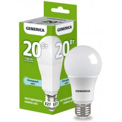 Лампа светодиодная A60 20Вт грушевидная 6500К E27 230В GENERICA LL-A60-20-230-65-E27-G Лампа светодиодная A60 20Вт грушевидная 6500К E27 230В GENERICA LL-A60-20-230-65-E27-G