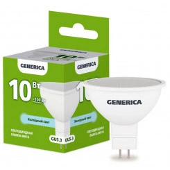Лампа светодиодная MR16 10Вт софит 6500К GU5.3 230В GENERICA LL-MR16-10-230-65-GU5-G Лампа светодиодная MR16 10Вт софит 6500К GU5.3 230В GENERICA LL-MR16-10-230-65-GU5-G