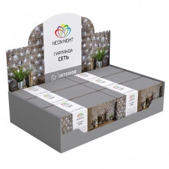 Гирлянда светодиодная "Сеть" 1.5х1.5м 150LED мультиколор 12Вт 220В IP20 с контроллером 8 режимов провод прозр. ПВХ Neon-Night 215-129