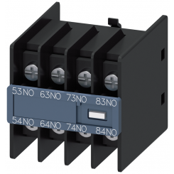 Модуль блок-контактов 4НО: 1НО 1НО 1НО 1НО для вспомогательного контактора типоразмер S00 выводы под кольцевые кабельные наконечники din en 50011 Siemens 3RH29114GA40