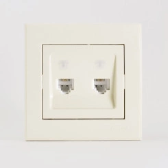Розетка RAIN телефонная 2-ая евро крем Розетка RAIN телефонная 2-ая евро крем