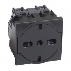 Розетка Livinglight 2К+З 16А 250В, немецкого/итальянского стандартов, с плоской лицевой панелью, цвет антрацит