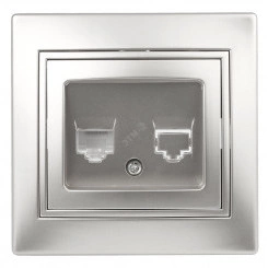 Розетка информационная RJ45, СУ, Plano, алюминий, 1-303-03 Розетка информационная RJ45, СУ, Plano, алюминий, 1-303-03