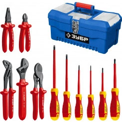 Набор: Губцевый инструмент, диэлектрический, высоковольтный до ~1000В, маслобензостойкая рукоятка, 12предм, Профессионал 2214-H12 Набор: Губцевый инструмент, диэлектрический, высоковольтный до ~1000В, маслобензостойкая рукоятка, 12предм, Профессионал 2214-H12