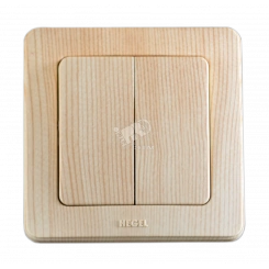 Выключатель двухклавишный скрытый сосна 10А Выключатель двухклавишный скрытый сосна 10А