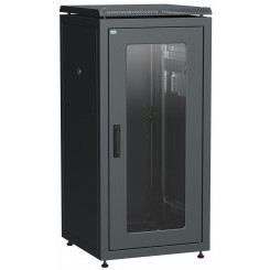 Шкаф сетевой 19дюйм ITK LINEA N 28U 600х600 мм стеклянная передняя дверь, задняя металлическая черный
