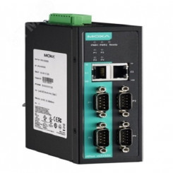 4-портовый усовершенствованный преобразователь    RS-232/422/485 в Ethernet с расширенным диапазономтемператур