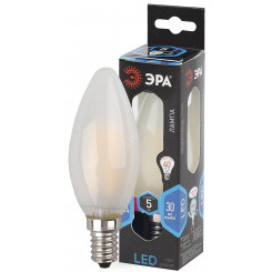 Лампа светодиодная филаментная F-LED B35-5W-840-E14 frost (филамент, свеча мат., 5Вт, нейтр, E14 (10/100/2800) ЭРА