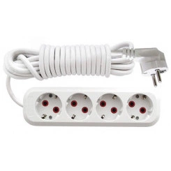 Удлинитель бытовой с заземлением ПВС (3х0,75) 4 гнезда, 3 м.