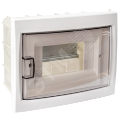 Щит распределительный встраиваемый КНС-6Д с 0 шиной 6М пластиковый белый прозрачная дверь