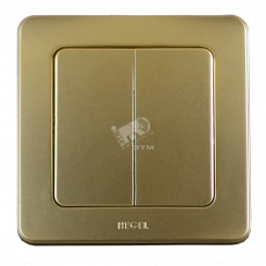 Выключатель двухклавишный скрытый золото 10А Выключатель двухклавишный скрытый золото 10А