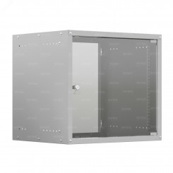 Шкаф настенный телекоммуникационный NTSS LIME 12U 550х600х635мм, 2 профиля 19, дверь стеклянная, боковые стенки несъемные, разобранный, серый RAL 7035