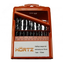 Набор сверл по металлу 19 шт. 1-10 мм Р6М5 металлический кейс