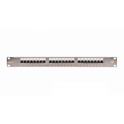 Панель 19'', 1U, 24 порта, Кат.6, RJ45/8P8C, экран., металлик Панель 19'', 1U, 24 порта, Кат.6, RJ45/8P8C, экран., металлик