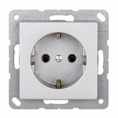 Розетка ECO одинарная с заземлением без шторок 16A алюминий
