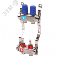 Коллекторная группа с расходомерами 1' х 2 выхода 3/4' НР евроконус