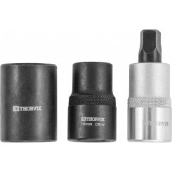 Набор головок торцевых и насадки со вставкой-битой с пятигранным профилем для обслуживания тормозных механизмов 1/2''DR, 3 предмета