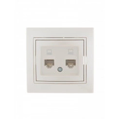 Мира Розетка RJ 45 х 2 жемчужно-белый Мира Розетка RJ 45 х 2 жемчужно-белый