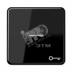 Клавиша с окошком и символом  ключ  для выключателей с подсветкой  черная