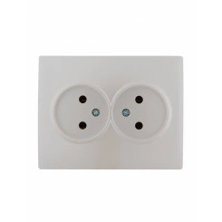 KARINA Розетка двойная б/з керамика жемчужно-белый перламутр (10шт/120шт) KARINA Розетка двойная б/з керамика жемчужно-белый перламутр (10шт/120шт)