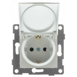 Ugra Розетка одинарная, с боковым заземляющим контактом, с защитой от проникновения и крышкой, скрытая установка, 16А, 250В. жемчуг Ugra Розетка одинарная, с боковым заземляющим контактом, с защитой от проникновения и крышкой, скрытая установка, 16А, 250В. жемчуг