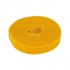 лента-липучка многоразовая 5 м х 20 мм, желтая (1 шт.)