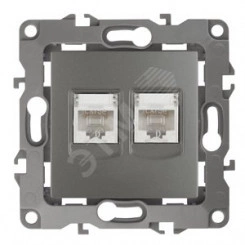 Розетка информационная двойная 2XRJ45, Эра12, графит, 12-3108-12 Розетка информационная двойная 2XRJ45, Эра12, графит, 12-3108-12