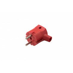 Угловая кабельная вилка с защит. контактом и 2-й системой заземления CEE7/VII,16A 2P+E 250V, красный