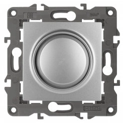 Светорегулятор поворотно-нажимной, 400ВА 230В, Эра Elegance, алюминий,14-4101-03 Светорегулятор поворотно-нажимной, 400ВА 230В, Эра Elegance, алюминий,14-4101-03