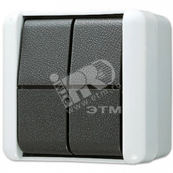 Выключатель сдвоенный универсальный для накладного монтажа IP44 Выключатель сдвоенный универсальный для накладного монтажа IP44