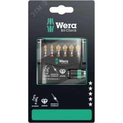 Набор бит с битодержателем Bit-Check 7 PZ Diamond 1 SB алмазное покрытие 7 предметов с держателем-еврослот