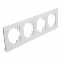 Рамка четырехместная горизонтальная, серия Катрин, белый, Stekker Рамка четырехместная горизонтальная, серия Катрин, белый, Stekker