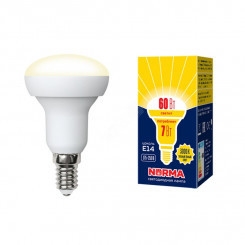 Лампа светодиодная LED-R50-7W/WW/E14/FR/NR . Форма Рефлектор, матовая. Серия Norma. Теплый белый свет (3000K). Картон. ТМ Volpe