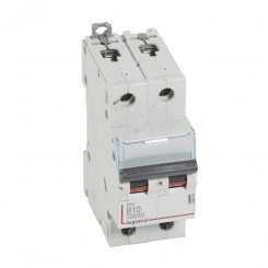 Выключатель автоматический двухполюсный 10А B DX3 10kА/16kА Выключатель автоматический двухполюсный 10А B DX3 10kА/16kА