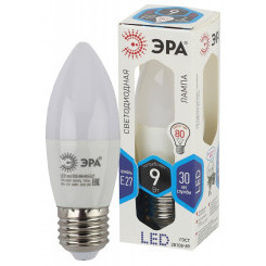 Лампа светодиодная LED B35-9W-840-E27  (диод, свеча, 9Вт, нейтр, E27) (10/100/4000) ЭРА