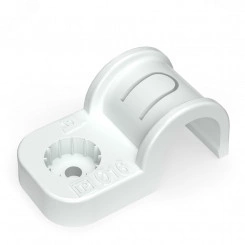Крепеж-скоба пластиковая односторонняя для прямого монтажа белая в п/э д16 (50шт/750шт уп/кор) Промрукав