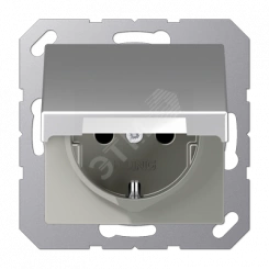 Розетка штепсельная SCHUKO 16A 250V с защитой от детей, с крышкой, алюминий Розетка штепсельная SCHUKO 16A 250V с защитой от детей, с крышкой, алюминий