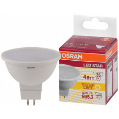 Лампа светодиодная LED 4Вт GU5.3 3000К 300лм 230V FR MR16 (замена 50Вт) OSRAM LS