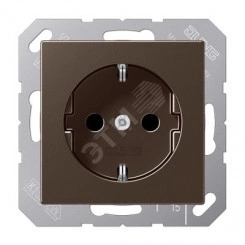 Штепсельная розетка SCHUKO одинарная, с заземлением, с шторками, 16A, 250В (механизм + накладка, без рамки). Серия A500 Материал- дуропласт Цвет- мокко Штепсельная розетка SCHUKO одинарная, с заземлением, с шторками, 16A, 250В (механизм + накладка, без рамки). Серия A500 Материал- дуропласт Цвет- мокко